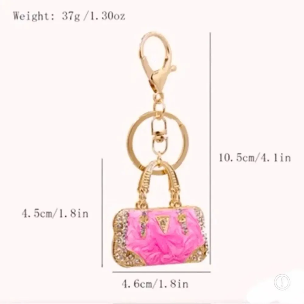NWT Gorgeous Pink Gold Bling Metal Purse Handbag Lobster  Keyring Key holder